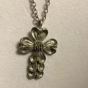 Vintage Marcus USA art deco Cross religious necklace